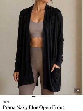 Prana Navy Blue Open-Front Cardigan